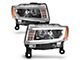 Plank Style Projector Headlights; Chrome Housing; Clear Lens (14-15 Jeep Grand Cherokee WK2 w/ Factory Halogen Headlights)