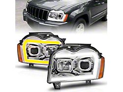 Plank Style Switchback Projector Headlights; Chrome Housing; Clear Lens (05-07 Jeep Grand Cherokee WK)