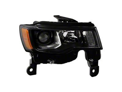 OE Style Headlight; Black Housing; Clear Lens; Passenger Side (17-21 Jeep Grand Cherokee WK2 w/ Factory Halogen Headlight)