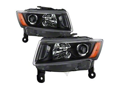 OEM Style Headlights; Black Housing; Clear Lens (14-16 Jeep Grand Cherokee WK2)