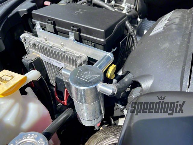SpeedLogix Oil Catch Can; Satin/Uncoated (11-24 5.7L HEMI Jeep Grand Cherokee WK2 & WL)