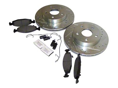 Performance Drilled and Slotted Brake Rotor and Pad Kit; Front (99-02 Jeep Grand Cherokee WJ w/ Teves Calipers)