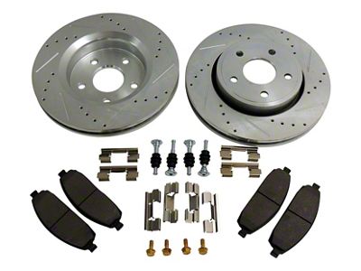 Performance Drilled and Slotted Brake Rotor and Pad Kit; Front (05-10 Jeep Grand Cherokee WK, Excluding SRT8)
