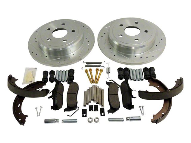 Performance Drilled and Slotted Brake Rotor and Pad Kit; Rear (05-10 Jeep Grand Cherokee WK, Excluding SRT8)