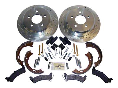 Performance Drilled and Slotted Brake Rotor and Pad Kit; Rear (94-98 Jeep Grand Cherokee ZJ)