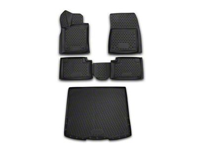 OMAC All Weather Molded 3D Front, Rear and Cargo Floor Liners; Black (14-21 Jeep Grand Cherokee WK2)