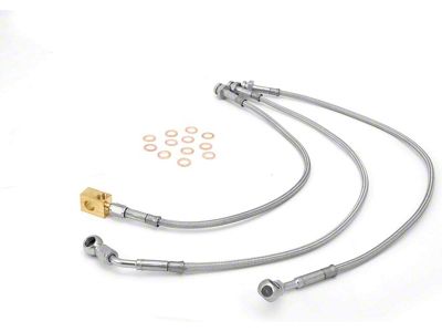 Rugged Ridge Stainless Brake Hoses; Front and Rear (93-98 Jeep Grand Cherokee ZJ w/ Rear Drum Brakes)
