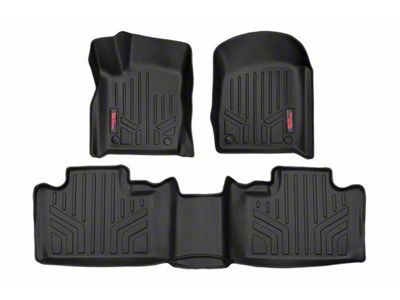 Rough Country Heavy Duty Front and Rear Floor Mats; Black (13-16 Jeep Grand Cherokee WK2 w/ Factory Hook Style Floor Mat Connectors)