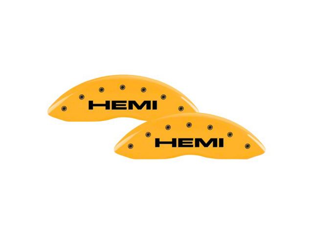 MGP Brake Caliper Covers with HEMI Logo; Yellow; Front and Rear (05-10 Jeep Grand Cherokee WK, Excluding SRT8)