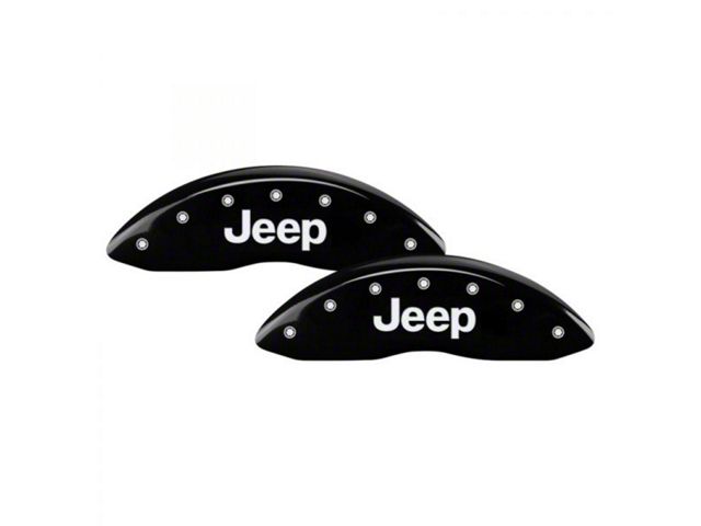 MGP Brake Caliper Covers with Jeep Logo; Black; Front and Rear (05-10 Jeep Grand Cherokee WK, Excluding SRT8)