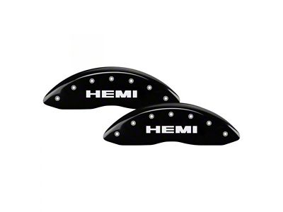 MGP Brake Caliper Covers with HEMI Logo; Black; Front and Rear (11-21 Jeep Grand Cherokee WK2, Excluding SRT8 & Trackhawk)