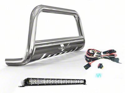 Bull Bar with 20-Inch LED Light Bar; Stainless Steel (11-21 Jeep Grand Cherokee WK2)