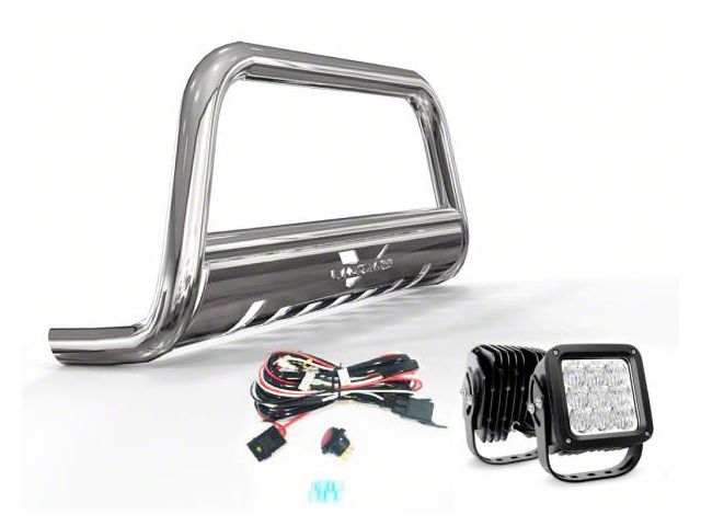 Bull Bar with 4.50-Inch LED Cube Lights; Stainless Steel (11-21 Jeep Grand Cherokee WK2)