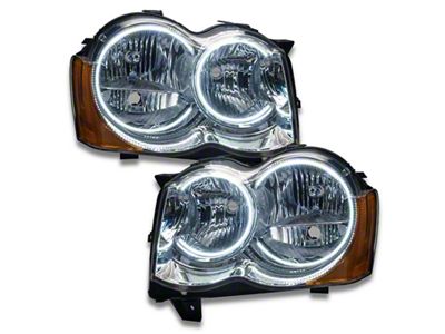 Oracle OE Style Headlights with White LED Halos; Chrome Housing; Clear Lens (08-10 Jeep Grand Cherokee WK w/ Factory Halogen Headlights)
