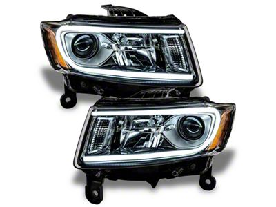Oracle OE Style Headlights with White LED Halos; Chrome Housing; Clear Lens (14-15 Jeep Grand Cherokee WK2 w/ Factory Halogen Headlights)
