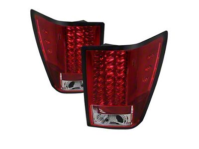 LED Tail Lights; Chrome Housing; Red Clear Lens (07-10 Jeep Grand Cherokee WK)