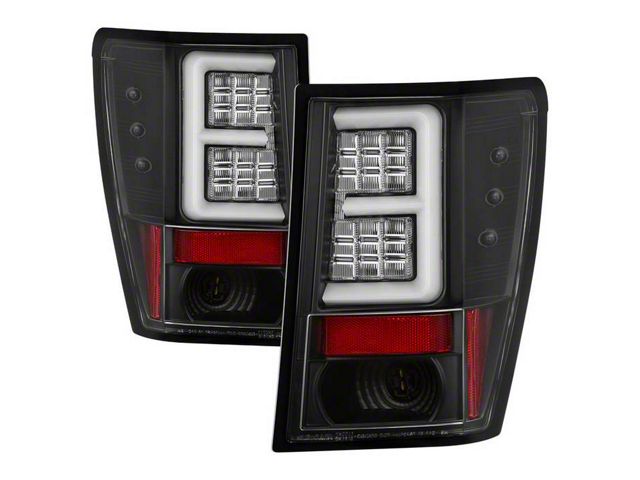 Light Bar LED Tail Lights; Black Housing; Clear Lens (07-10 Jeep Grand Cherokee WK)