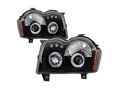 Signature Series LED Halo Projector Headlights; Black Housing; Clear Lens (05-07 Jeep Grand Cherokee WK)