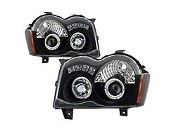 Signature Series LED Halo Projector Headlights; Black Housing; Clear Lens (08-10 Jeep Grand Cherokee WK)