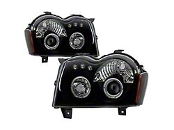 Signature Series LED Halo Projector Headlights; Black Housing; Smoked Lens (05-07 Jeep Grand Cherokee WK)