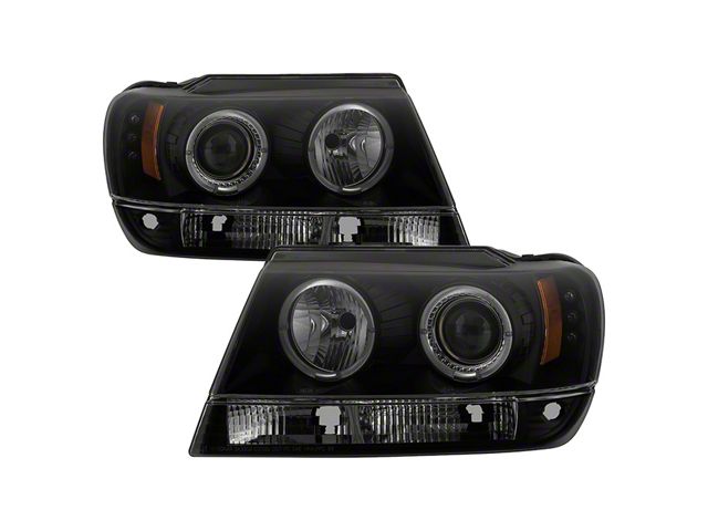 Signature Series LED Halo Projector Headlights; Black Housing; Smoked Lens (99-04 Jeep Grand Cherokee WJ)
