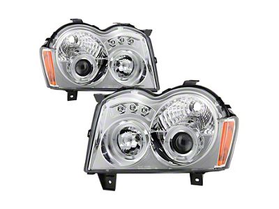 Signature Series LED Halo Projector Headlights; Chrome Housing; Clear Lens (05-07 Jeep Grand Cherokee WK)