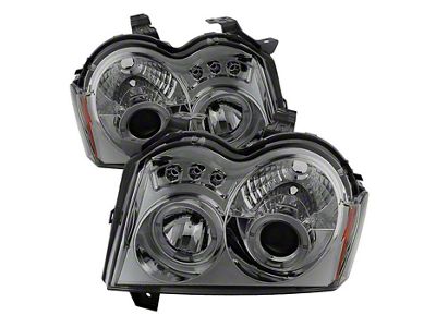 Signature Series LED Halo Projector Headlights; Chrome Housing; Smoked Lens (05-07 Jeep Grand Cherokee WK)