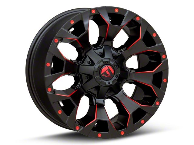 Fuel Wheels Assault Matte Black Red Milled Wheel; 18x9 (22-24 Jeep Grand Cherokee WL)