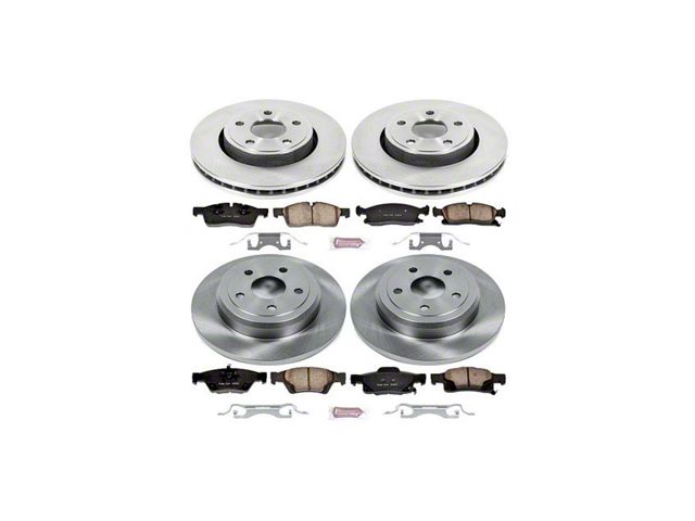 PowerStop OE Replacement Brake Rotor and Pad Kit; Front and Rear (11-16 Jeep Grand Cherokee WK2 w/ Solid Rear Rotors, Excluding SRT & SRT8)