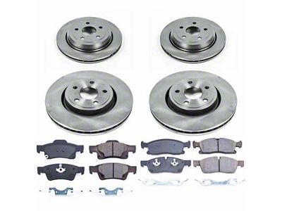 PowerStop OE Replacement Brake Rotor and Pad Kit; Front and Rear (13-15 Jeep Grand Cherokee WK2 w/ Vented Rear Rotors, Excluding SRT & SRT8)