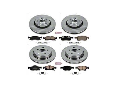 PowerStop OE Replacement Brake Rotor and Pad Kit; Front and Rear (16-21 Jeep Grand Cherokee WK2 w/ Vented Rear Rotors, Excluding SRT & Trackhawk)