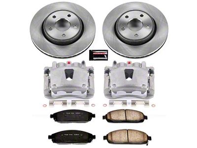 PowerStop OE Replacement Brake Rotor, Pad and Caliper Kit; Front (05-10 Jeep Grand Cherokee WK w/ Factory Jeep Logo Calipers, Excluding SRT8)