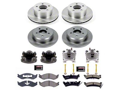 PowerStop OE Replacement Brake Rotor, Pad and Caliper Kit; Front and Rear (95-98 Jeep Grand Cherokee ZJ)