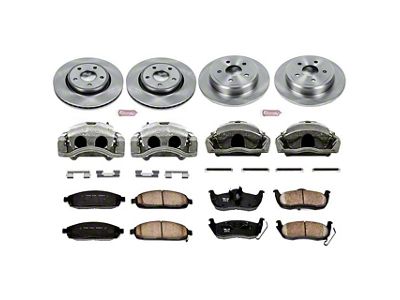 PowerStop OE Replacement Brake Rotor, Pad and Caliper Kit; Front and Rear (05-10 Jeep Grand Cherokee WK w/o Factory Jeep Logo Calipers, Excluding SRT8)
