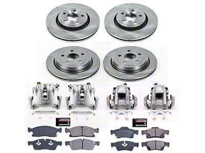 PowerStop OE Replacement Brake Rotor, Pad and Caliper Kit; Front and Rear (11-12 Jeep Grand Cherokee WK2 w/ Vented Rear Rotors, Excluding SRT8)