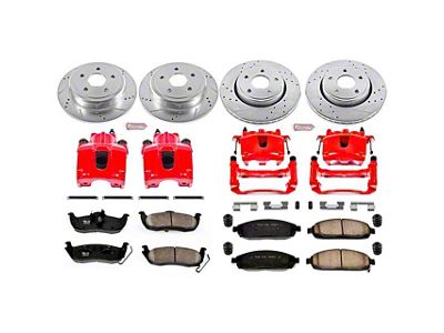 PowerStop Z23 Evolution Brake Rotor, Pad and Caliper Kit; Front and Rear (05-10 Jeep Grand Cherokee WK w/o Factory Jeep Logo Calipers, Excluding SRT8)