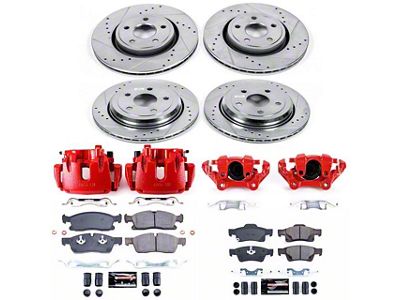 PowerStop Z23 Evolution Brake Rotor, Pad and Caliper Kit; Front and Rear (13-15 Jeep Grand Cherokee WK2 w/ Vented Rear Rotors, Excluding SRT & SRT8)