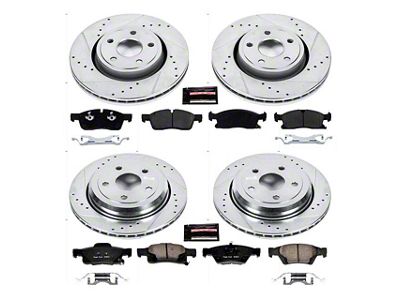 PowerStop Z23 Evolution Sport Brake Rotor and Pad Kit; Front and Rear (16-21 Jeep Grand Cherokee WK2 w/ Vented Rear Rotors, Excluding SRT & Trackhawk)