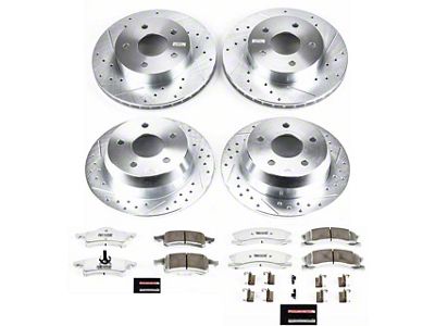 PowerStop Z26 Street Warrior Brake Rotor and Pad Kit; Front and Rear (99-02 Jeep Grand Cherokee WJ w/ Akebono Calipers; 03-04 Jeep Grand Cherokee WJ)