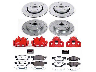 PowerStop Z36 Extreme Truck and Tow Brake Rotor, Pad and Caliper Kit; Front and Rear (11-16 Jeep Grand Cherokee WK2 w/ Solid Rear Rotors, Excluding SRT & SRT8)