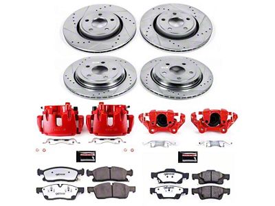 PowerStop Z36 Extreme Truck and Tow Brake Rotor, Pad and Caliper Kit; Front and Rear (16-19 Jeep Grand Cherokee WK2 w/ Vented Rear Rotors, Excluding SRT & Trackhawk)