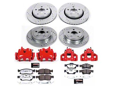 PowerStop Z36 Extreme Truck and Tow Brake Rotor, Pad and Caliper Kit; Front and Rear (17-19 Jeep Grand Cherokee WK2 w/ Solid Rear Rotors, Excluding SRT & Trackhawk)