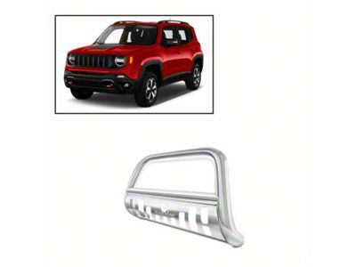 Bull Bar with Stainless Steel Skid Plate; Stainless Steel (15-23 Jeep Renegade BU)