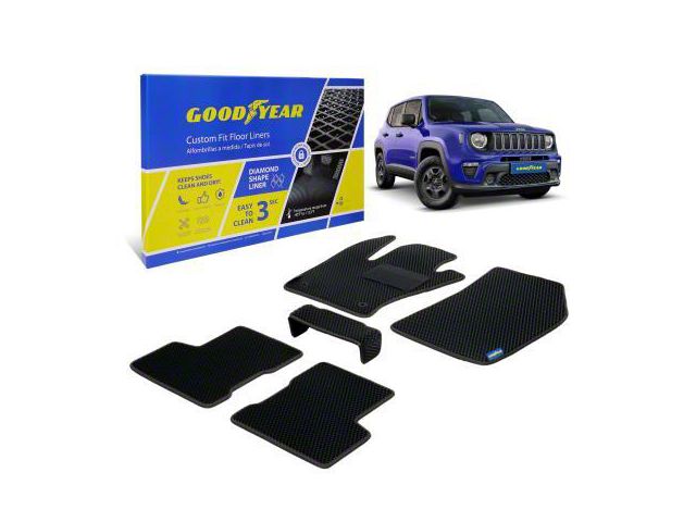 Goodyear Car Accessories Custom Fit Front and Rear Floor Liners; Black (15-23 Jeep Renegade BU)