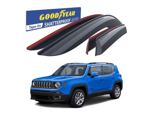 Goodyear Car Accessories Shatterproof Tape-On Window Deflectors (15-23 Jeep Renegade BU)