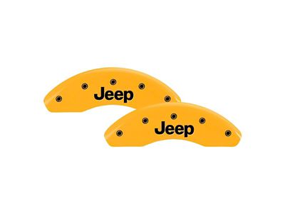 MGP Brake Caliper Covers with Jeep Logo; Yellow; Front and Rear (15-23 Jeep Renegade BU)