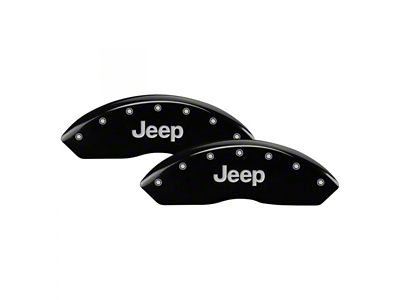 MGP Brake Caliper Covers with Jeep Grille Logo; Black; Front and Rear (15-23 Jeep Renegade BU)