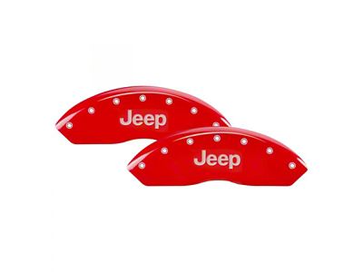 MGP Brake Caliper Covers with Jeep Grille Logo; Red; Front and Rear (15-23 Jeep Renegade BU)