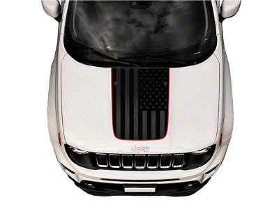 American Flag Hood Graphic; Black with Red Outline (15-23 Jeep Renegade BU)