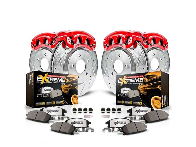 PowerStop Z36 Extreme Truck and Tow 5-Lug Brake Rotor, Pad and Caliper Kit; Front and Rear (15-18 Jeep Renegade BU)